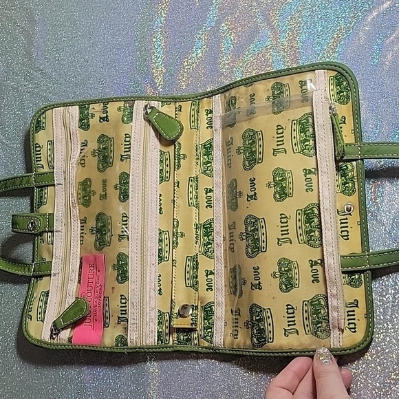 Y2K Juicy Couture Vintage Hot Pink & Green Bathroom Travel Vanity Makeup Case - Picture 6 of 10